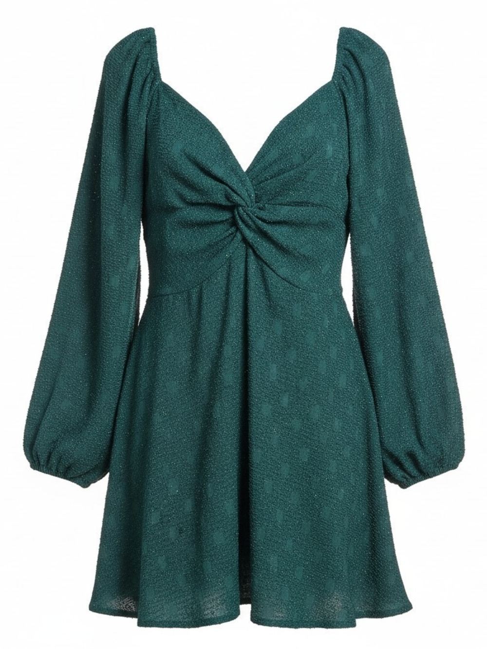 BloomChic Womens 18 Green Twist-Front Long Sleeve Blouse With Glitter Accents